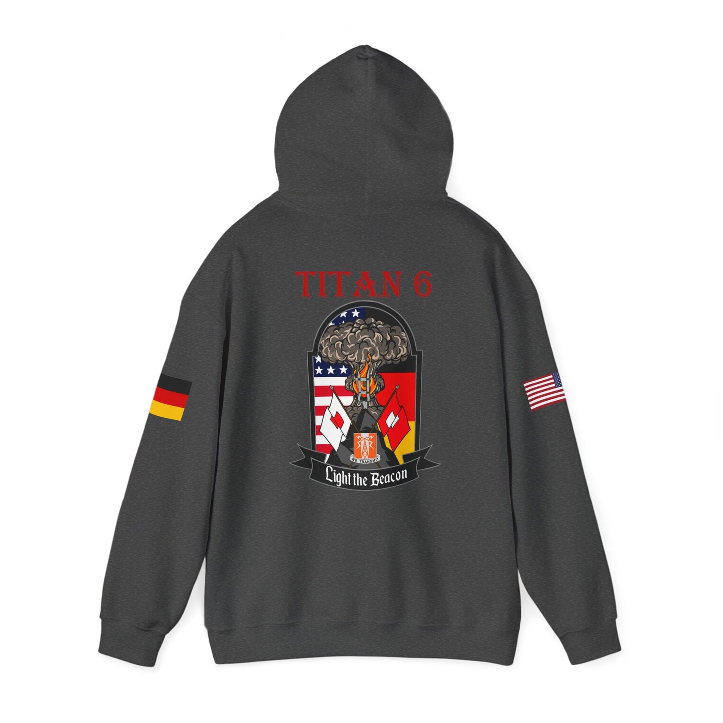 Titan 6 Call Sign -  USANEC-S - Flags on Sleeves - Unisex Heavy Blend™ Hooded Sweatshirt