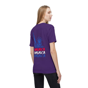America x3 !  Unisex Midweight T-shirt, Made in USA