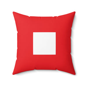 Signal Flag - White Square on Red - Spun Polyester Square Pillow