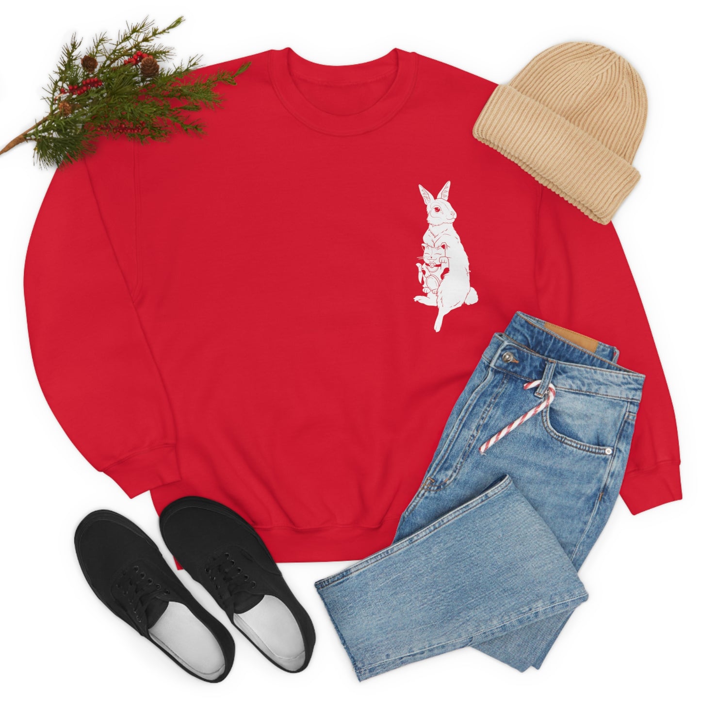 Rabbit w/Maneki Neko - Sweatshirt